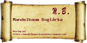 Mandelbaum Boglárka névjegykártya